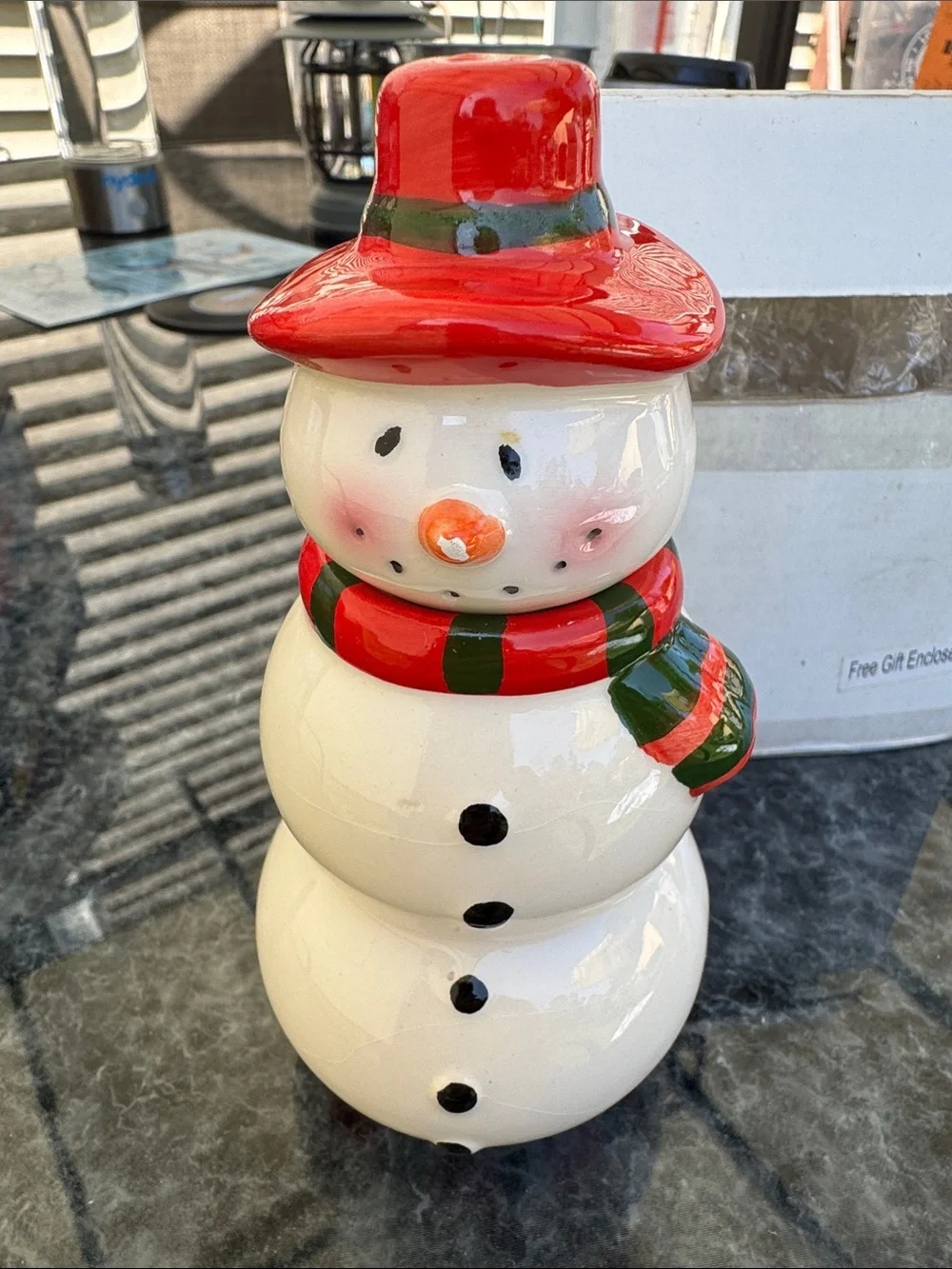 Festive Snowman Ceramic Salt and Pepper Shaker Set